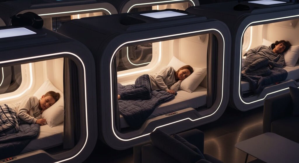 Sleepover – Private rest pods for napping or overnight sleep