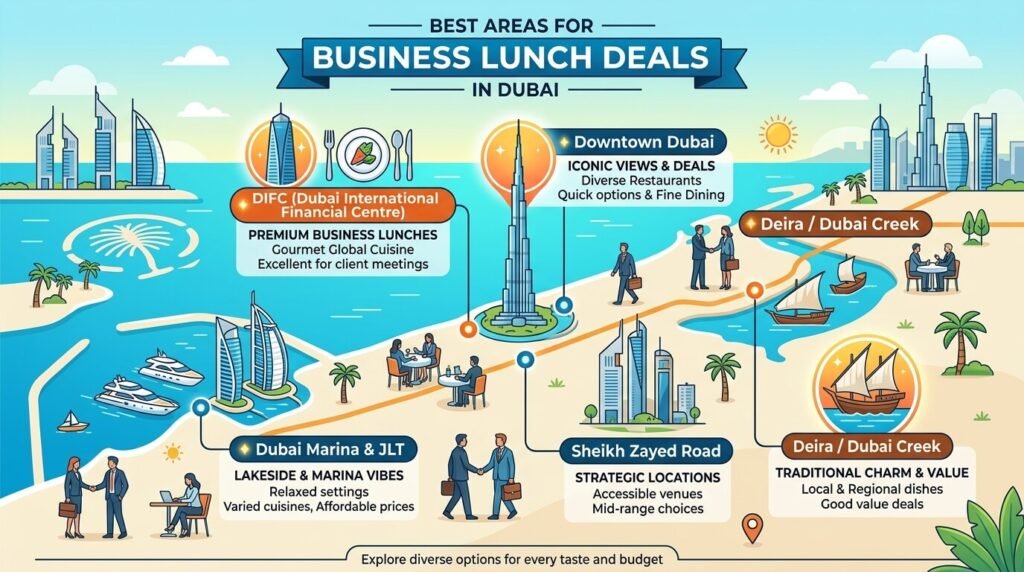 Best Areas for Business Lunch Deals in Dubai