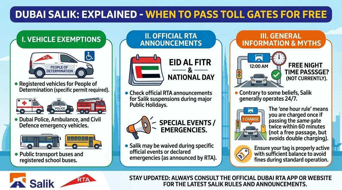 Dubai Salik Explained: When You Can Pass Toll Gates for Free