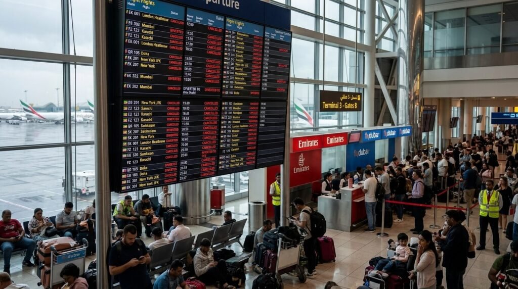 Flights Cancelled and Diverted Across Dubai