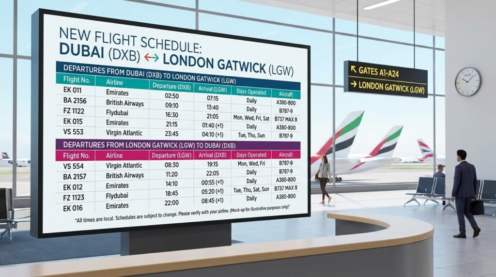 New Flight Schedule Between Dubai and London Gatwick