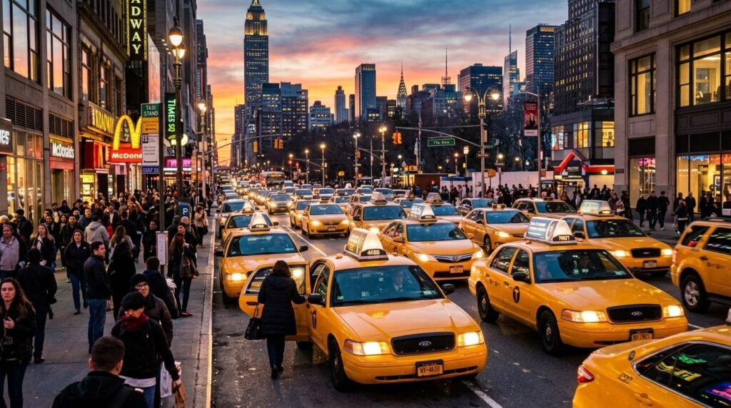 Taxis can be busier at sunset