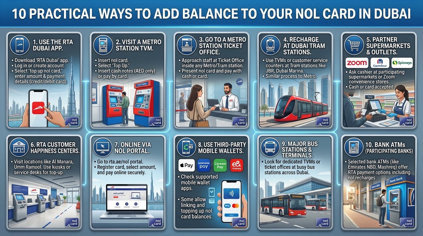 10 Practical Ways to Add Balance to Your nol Card in Dubai