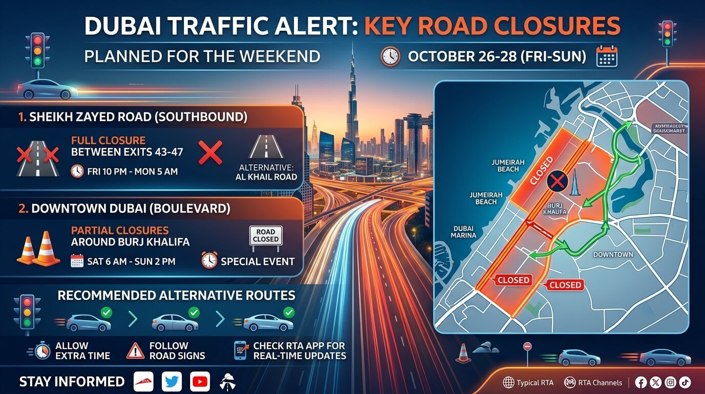 Dubai Traffic Alert: Key Road Closures Planned for the Weekend