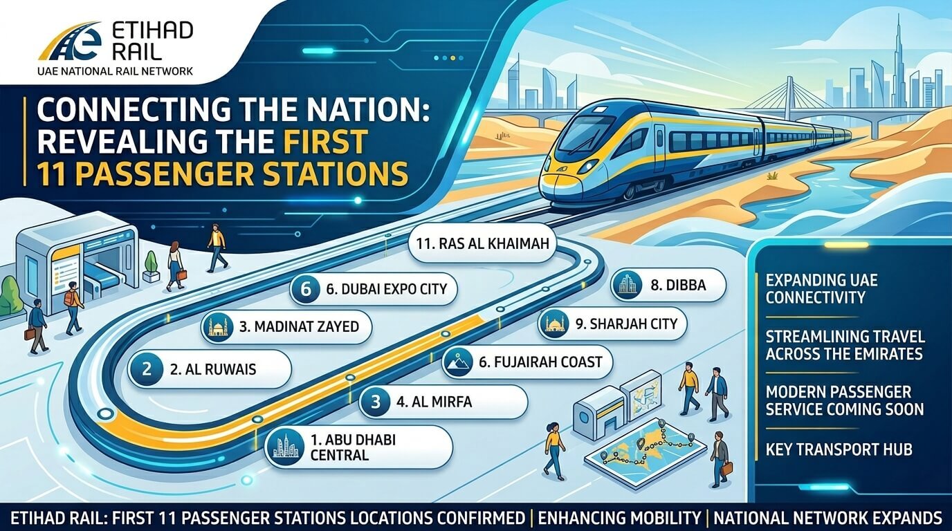 Etihad Rail Unveils the Locations of Its First 11 Passenger Stations