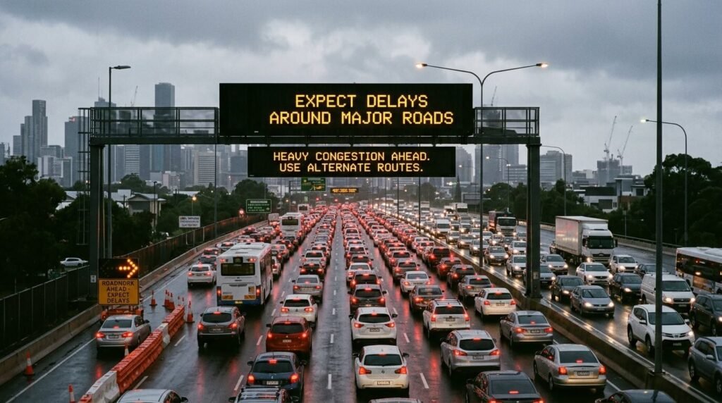 Expect delays around major roads