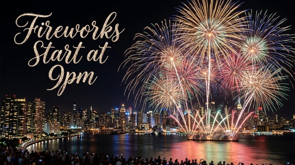 Fireworks start at 9pm