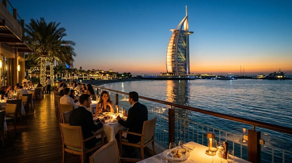 Waterfront dining near the Burj Al Arab