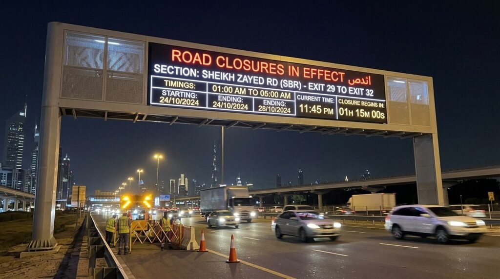 🕐 Dubai road closure timings
