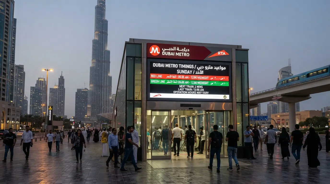 Dubai Metro Timings on Sunday, Full Guide for Passengers