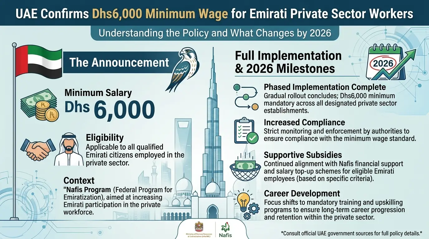 UAE Confirms Dhs6,000 Minimum Wage for Emirati Private Sector Workers